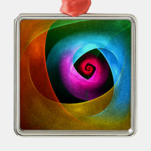 Ornement Carré Argenté Bleu orange rose moderne Art Abstrait Motif #24