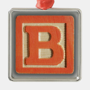 Ornement Carré Argenté Bloc B de jouet d'alphabet