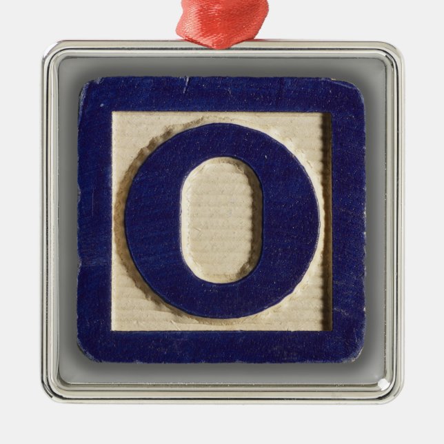 Ornement Carré Argenté Bloc O de jouet d'alphabet (Devant)