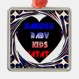 Ornement Carré Argenté Blue Black Hakuna Matata Baby Kids Design.png