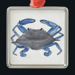 Ornement Carré Argenté Blue Crab<br><div class="desc">Blue Crabs are found throughout the coastal Atlantic. They feed on detritus and are prized for their tasty meat.</div>