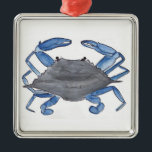 Ornement Carré Argenté Blue Crab<br><div class="desc">Blue Crabs are found throughout the coastal Atlantic. They feed on detritus and are prized for their tasty meat.</div>