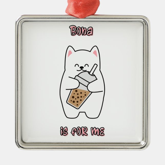 Ornement Carré Argenté Boba Is For Me (Devant)