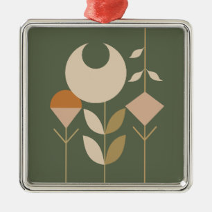 Ornement Carré Argenté Boho Abstrait Lily