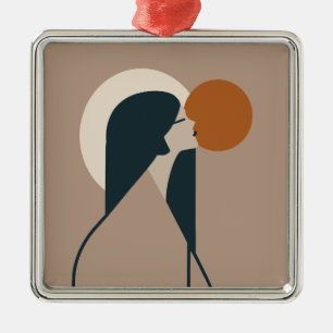 Ornement Carré Argenté Boho Woman Sun