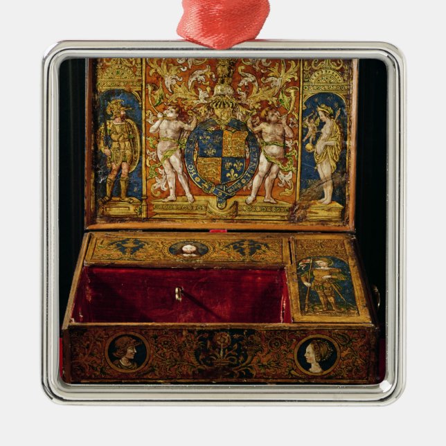 Ornement Carré Argenté Boîte d'écriture ou bureau de table (Devant)