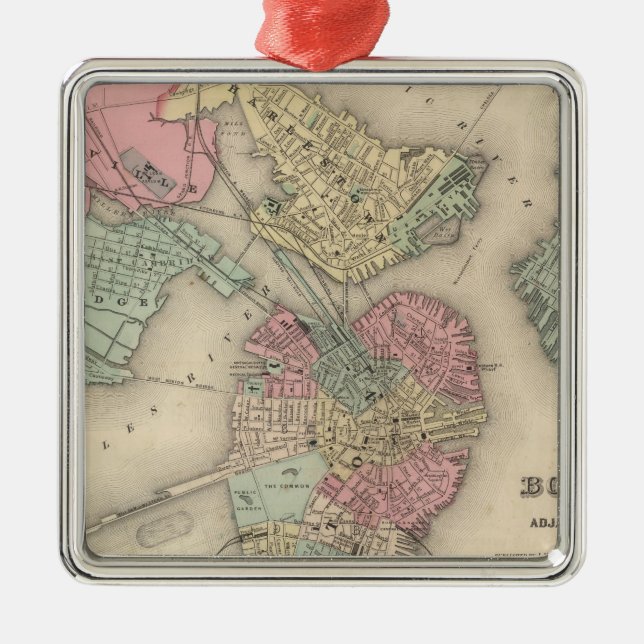 Ornement Carré Argenté Boston et villes adjacentes (Devant)