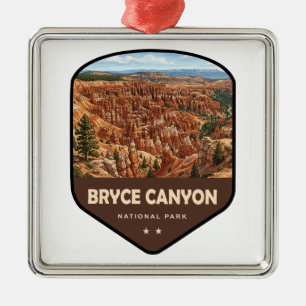 Ornement Carré Argenté Bouclier du Parc national de Bryce Canyon