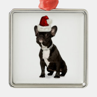 Ornement Carré Argenté Bouledogue Ditzy de Dogs~Original Ornament~French