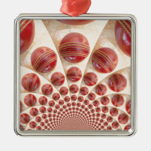 Ornement Carré Argenté Boules de cricket rythmées par boules de cuir : ta