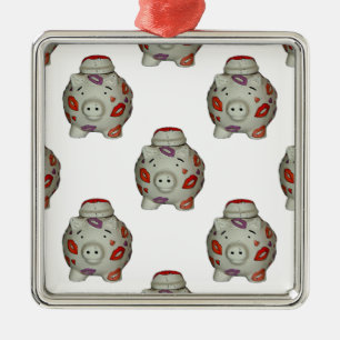 Ornement Carré Argenté Bouton à lèvres adorable