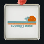 Ornement Carré Argenté Bowman's Beach Floride Sun Palm Trees<br><div class="desc">Isolé et pittoresque,  Bowman's Beach sur l'île de Sanibel en Floride est populaire auprès des collectionneurs de coquillages.</div>
