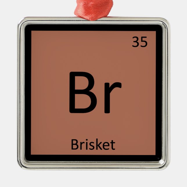 Ornement Carré Argenté Br - Brisket Beef Chimie Symbole de tableau périod (Devant)