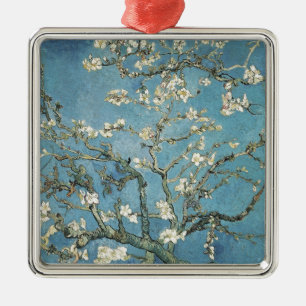 Ornement Carré Argenté Branches d'amande de Vincent van Gogh   en fleur,