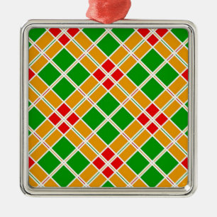 Ornement Carré Argenté Bright Argyl rouge vert jaune motif accessoire