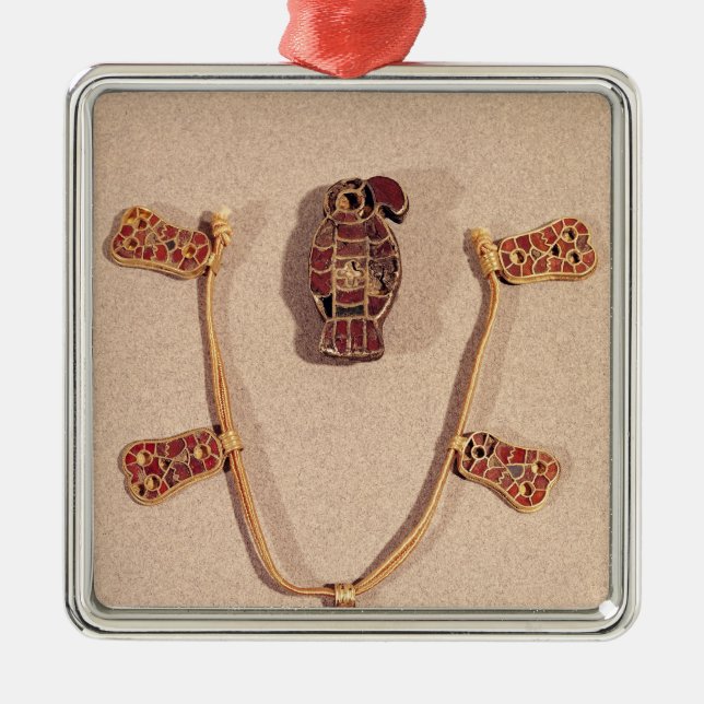 Ornement Carré Argenté broche Eagle-formée et un collier (Devant)