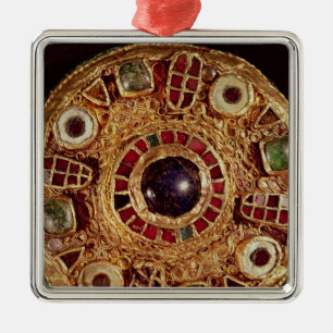 Ornement Carré Argenté Broche ronde