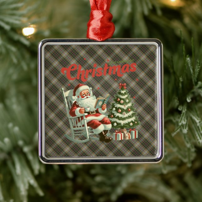 Ornement Carré Argenté Brodie Hunting Weathered Original Scottish Tartan (Arbre)