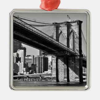 Ornement Carré Argenté Brooklyn Bridge New York City