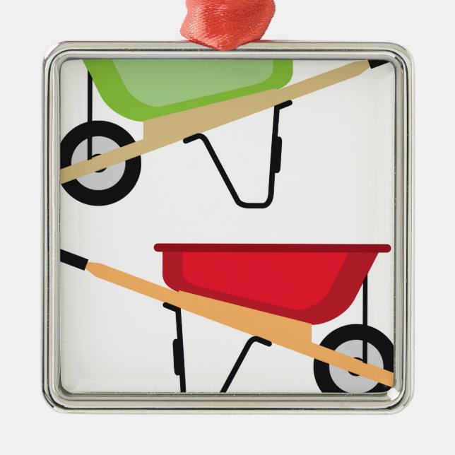 Ornement Carré Argenté Brouette de roue (Devant)
