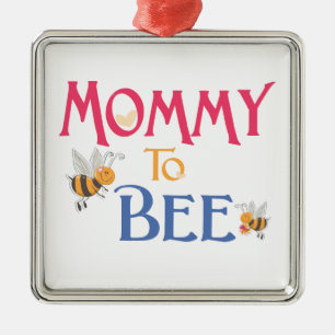 Ornement Carré Argenté Bumble Bee Mommy