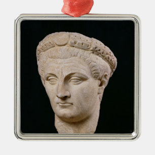 Ornement Carré Argenté Buste d'empereur Claudius de Thasos