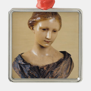 Ornement Carré Argenté Buste d'une femme