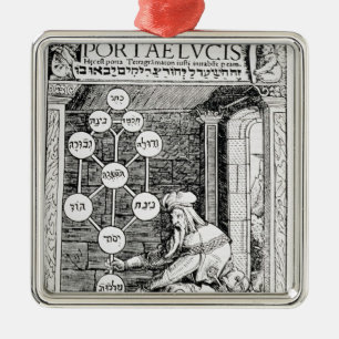 Ornement Carré Argenté Cabbalist juif tenant un sephiroth