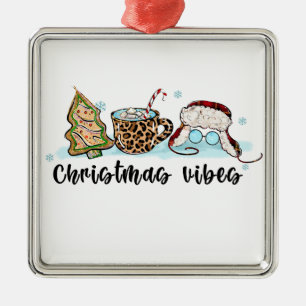 Ornement Carré Argenté Cadeau de Noël Vibes