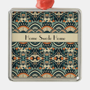 Ornement Carré Argenté Cadeau de souvenir d'art folklorique nordique Home