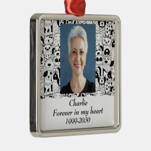 Ornement Carré Argenté Cadeau de souvenir de photo personnalisé À jamais 