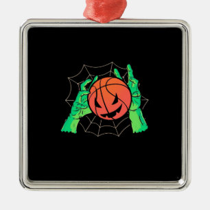 Ornement Carré Argenté Cadeau Halloween Halloween de basket-ball