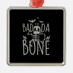 Ornement Carré Argenté Cadeau Halloween Mauvais À Da Os
