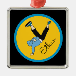 Ornement Carré Argenté Cadeau moderne de nom de danseur de style de rue