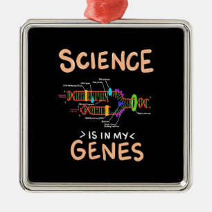 Ornement Carré Argenté Cadeau Scientifique La Science Est Dans Mes Gène