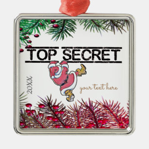 Ornement Carré Argenté Cadeau secret personnalisé de fête de Noël de P