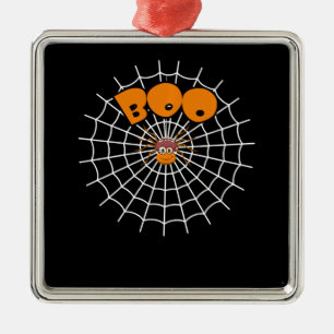 Ornement Carré Argenté Cadeau Spider Drôle Boo Spider Web Halloween