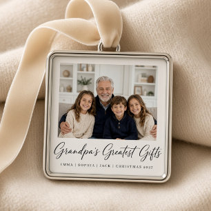 Ornement Carré Argenté Cadeaux les plus grands de grand-père Personnalisé