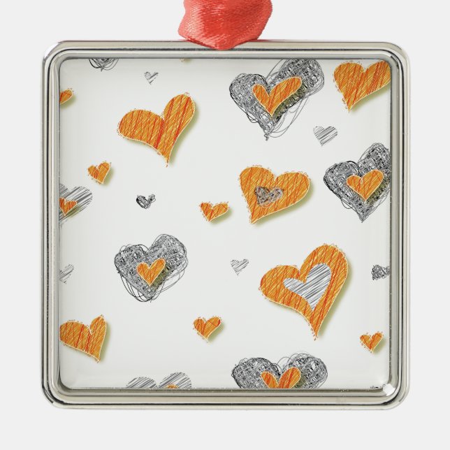 Ornement Carré Argenté Cadeaux motifs griffés tendance gris orange (Devant)