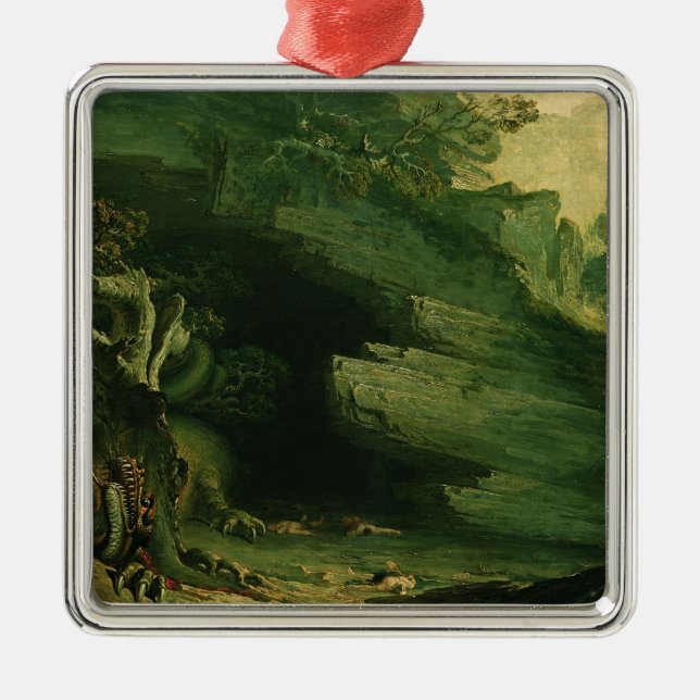 Ornement Carré Argenté Cadmus et le dragon (Devant)