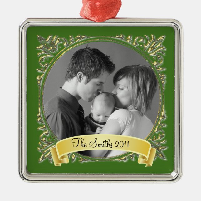 Ornement Carré Argenté Cadre d'or (Devant)