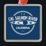 Ornement Carré Argenté Cal Saumon River Californie Kayak<br><div class="desc">La rivière California Saumon est l'une des meilleures et des plus difficiles pistes de rafting en eau vive au printemps. Des canots chevronnés se rendent avec impatience dans le coin nord de l’état pour admirer le paysage exceptionnel de la forêt pluviale tempérée et d’eau vive de cette rivière.</div>
