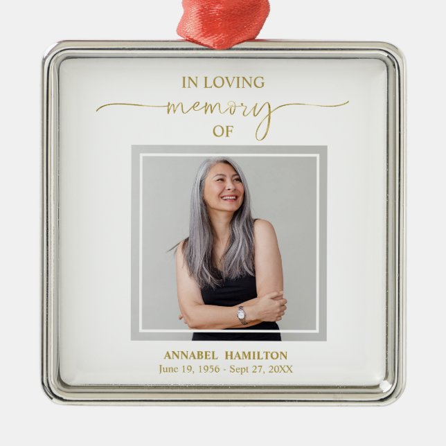 Ornement Carré Argenté Calligraphie Photo commémoration (Devant)