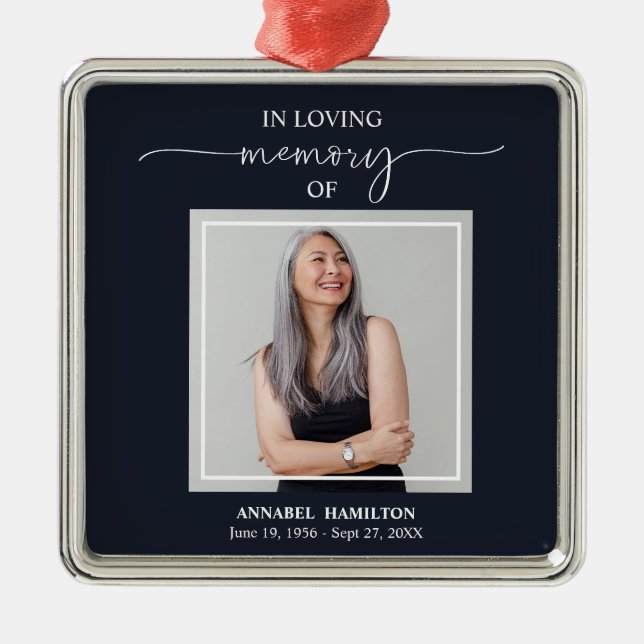 Ornement Carré Argenté Calligraphie Photo commémoration (Devant)