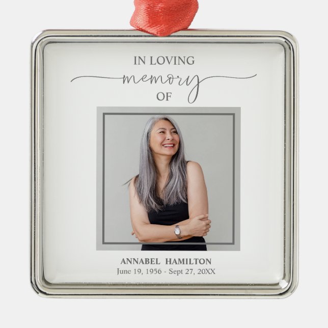 Ornement Carré Argenté Calligraphie Photo commémoration (Devant)