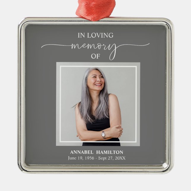 Ornement Carré Argenté Calligraphie Photo commémoration Métal Ornam (Devant)