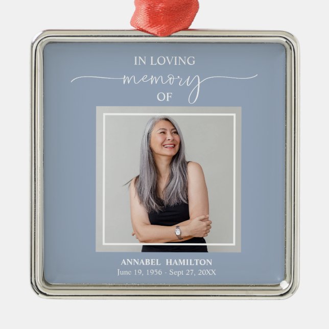 Ornement Carré Argenté Calligraphie Photo commémoration Métal Ornam (Devant)