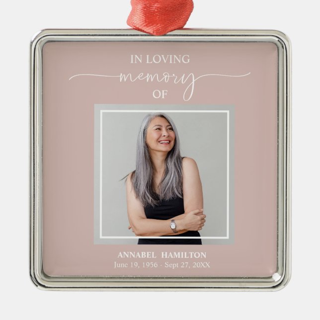 Ornement Carré Argenté Calligraphie Photo commémoration Métal Ornam (Devant)