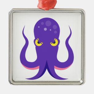 Ornement Carré Argenté Calmar pourpre d'Octopus