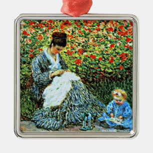 Ornement Carré Argenté Camille Monet et Child,